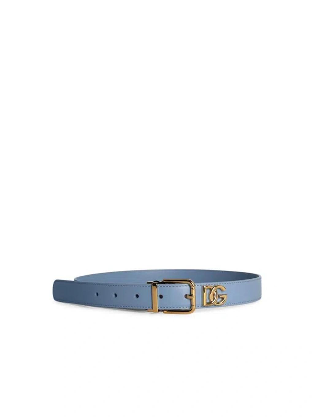 Dg Logo Plaque Buckle Belt In Blue Product Image