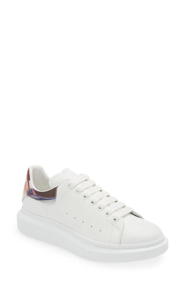 Men's Perforated Leather Low-top Sneakers In White Multi Product Image