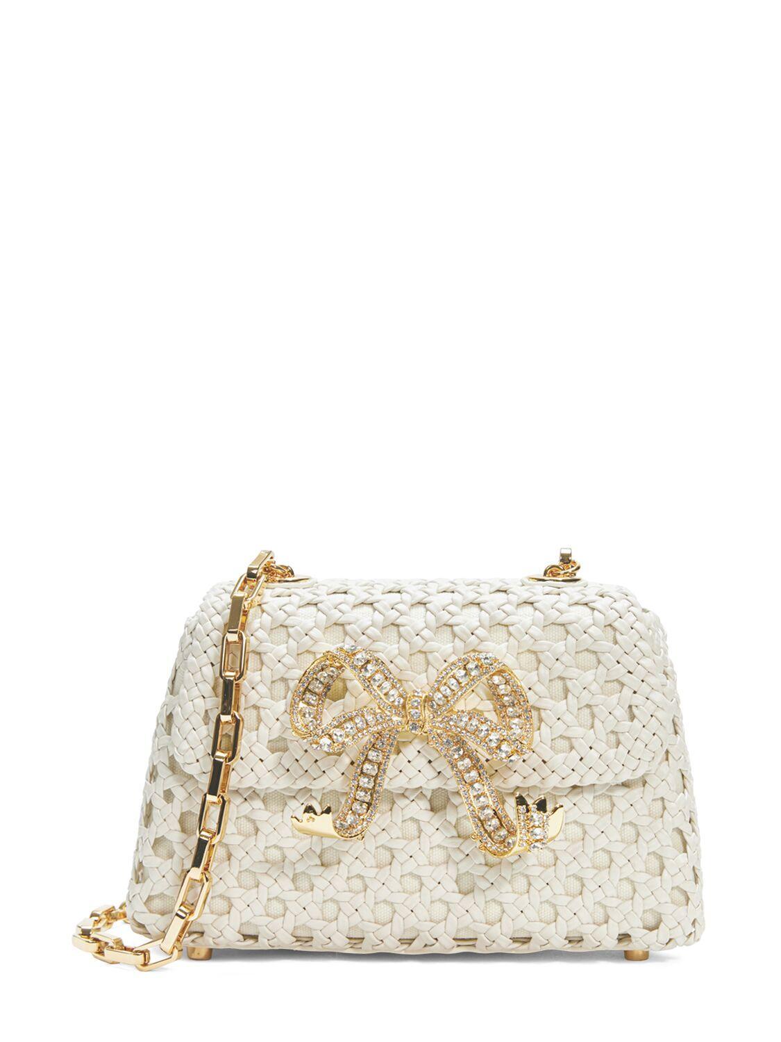 Woven Leather Shoulder Bag In Cream product image