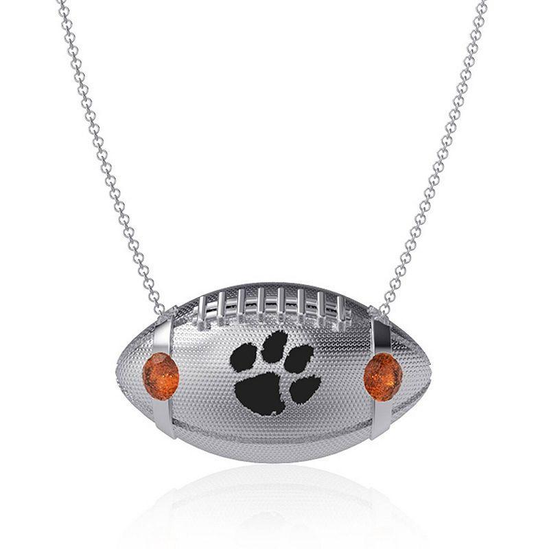 Dayna Designs Clemson Tigers Football Necklace, Womens, Silver Product Image