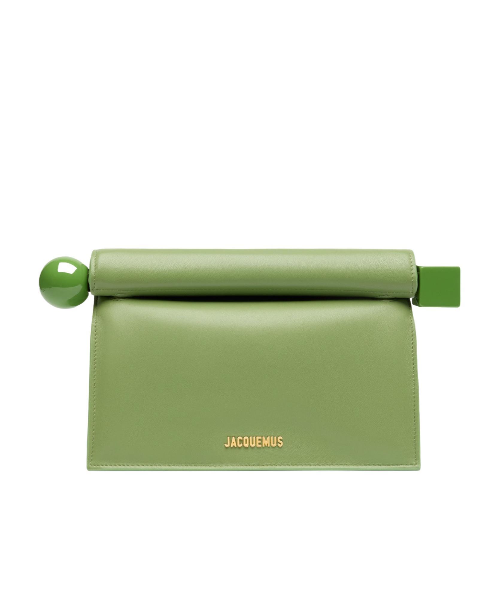 JACQUEMUS La Petite Pochette Rond Leather Clutch In Green Product Image