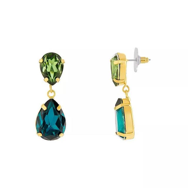 Emberly Gold Tone Double Teardrop Earrings, Womens, Green Product Image