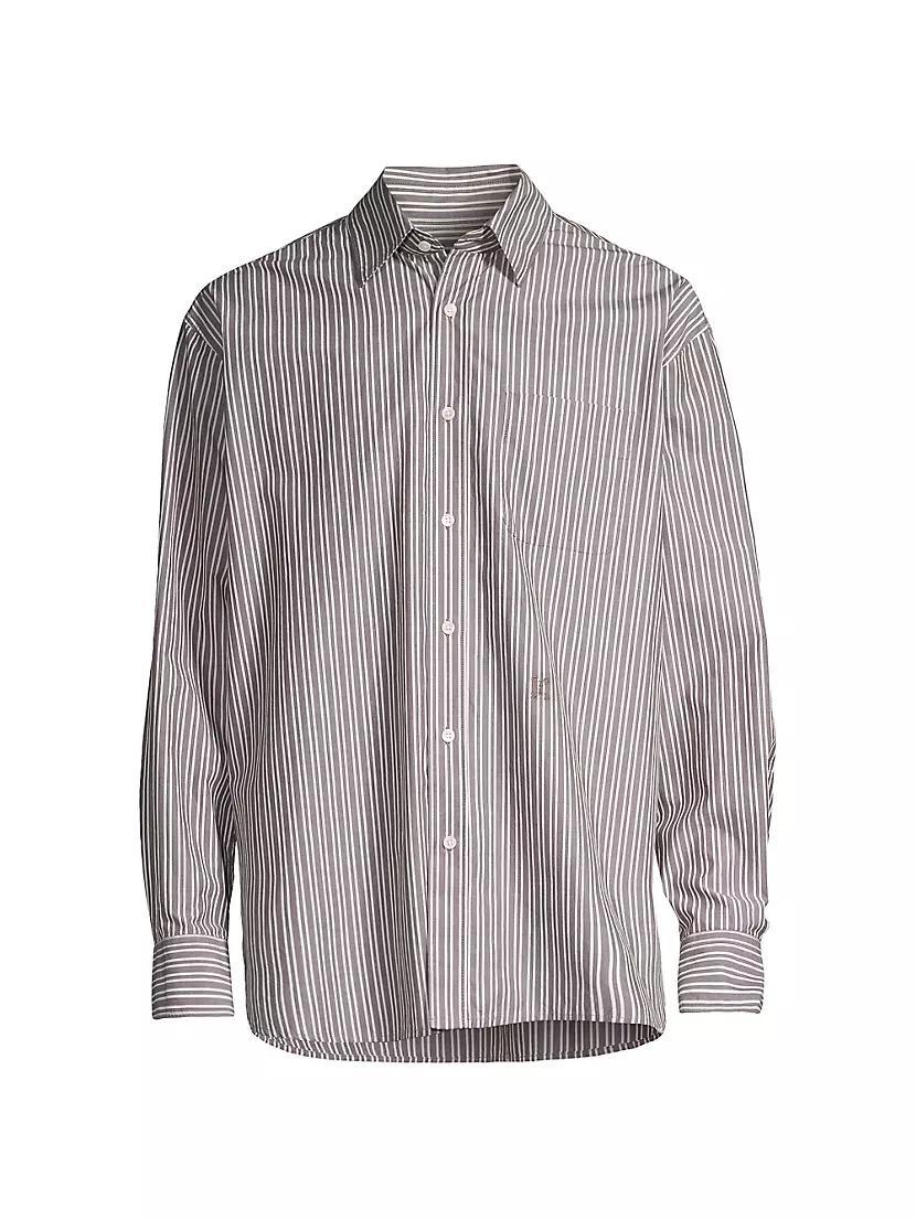 Striped Cotton Button-Front Shirt Product Image