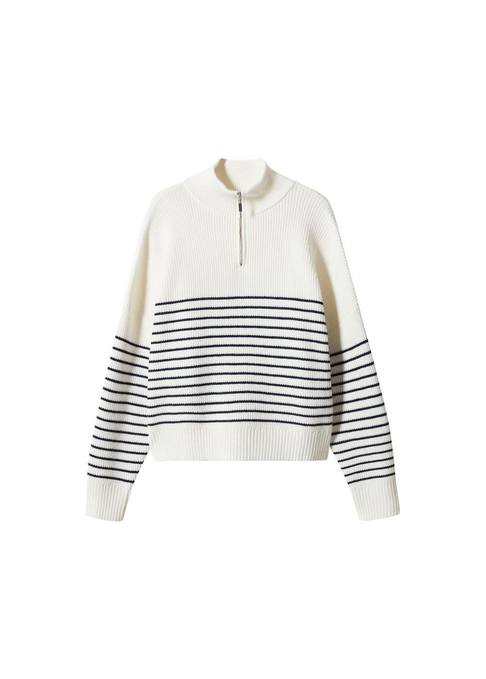 MANGO Stripe Half Zip Sweater Product Image