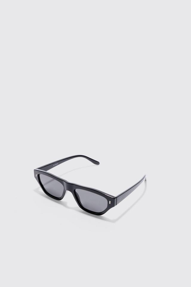 Plastic Chunky Frame Sunglasses In Black | boohooMAN USA Product Image