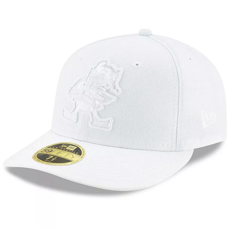 Mens New Era Cleveland Browns White on White Low Profile 59FIFTY Fitted Hat Product Image