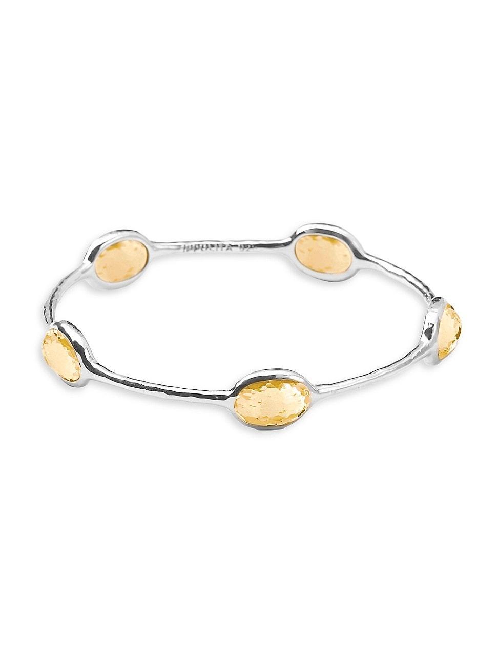 Womens Rock Candy Five-Stone Sterling Silver & Honey Citrine Bangle Product Image