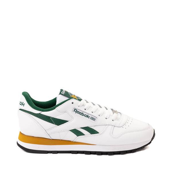 Mens Reebok Classic Leather Athletic Shoe Dark Green / Retro Gold Product Image