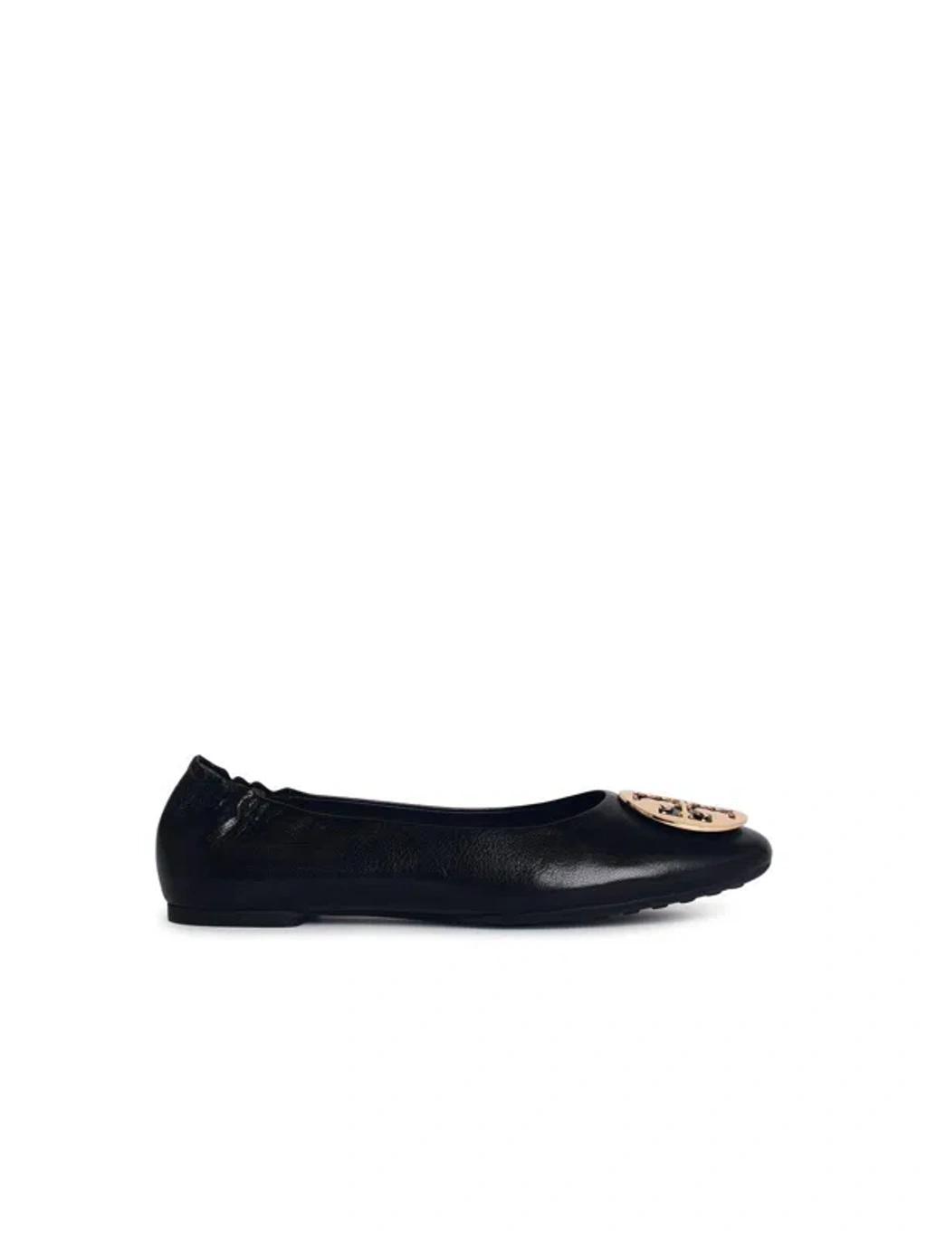 TORY BURCH Claire Black Shiny Leather Ballet Flats Product Image