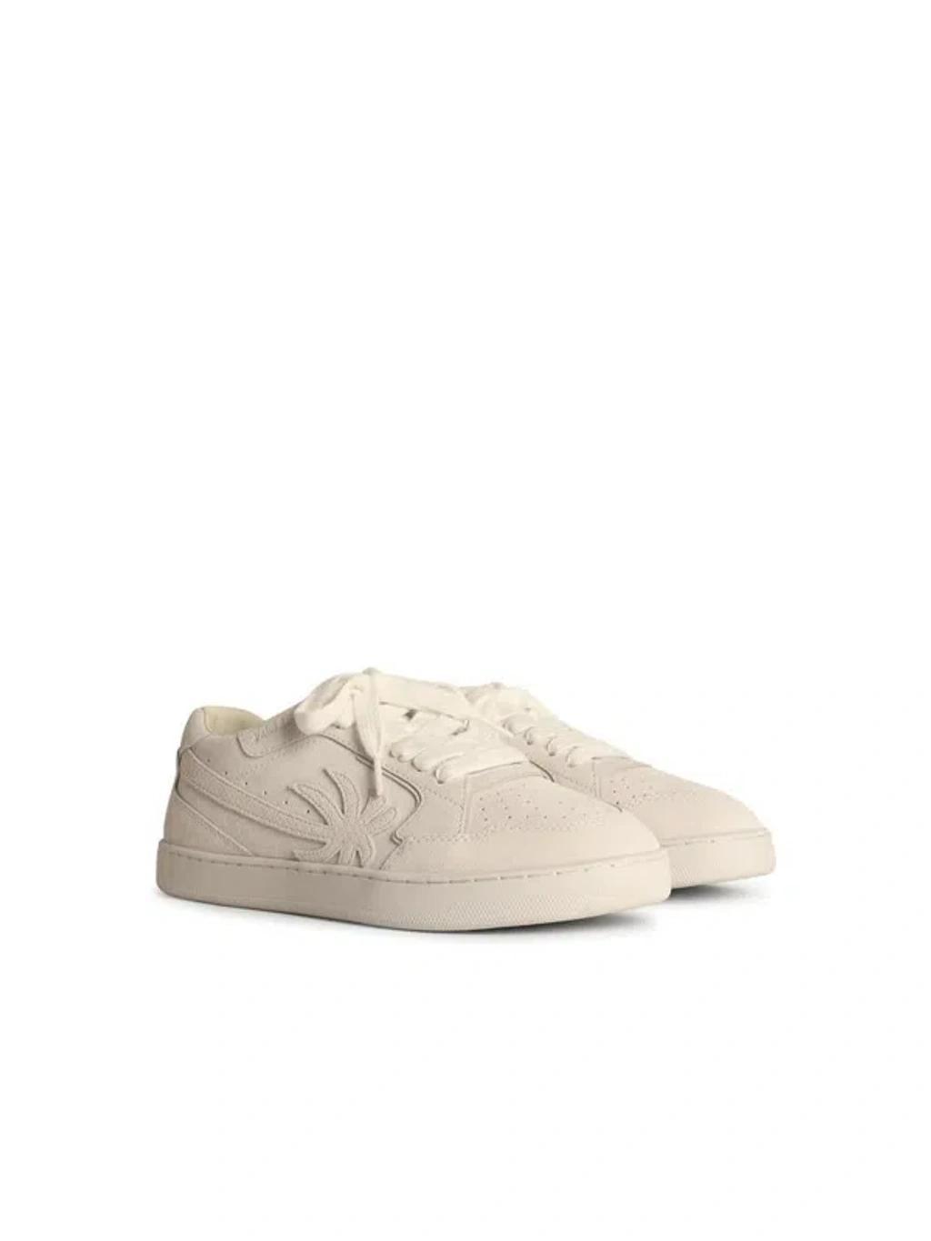 PALM ANGELS New Palm White Suede Sneakers In Blanco Product Image