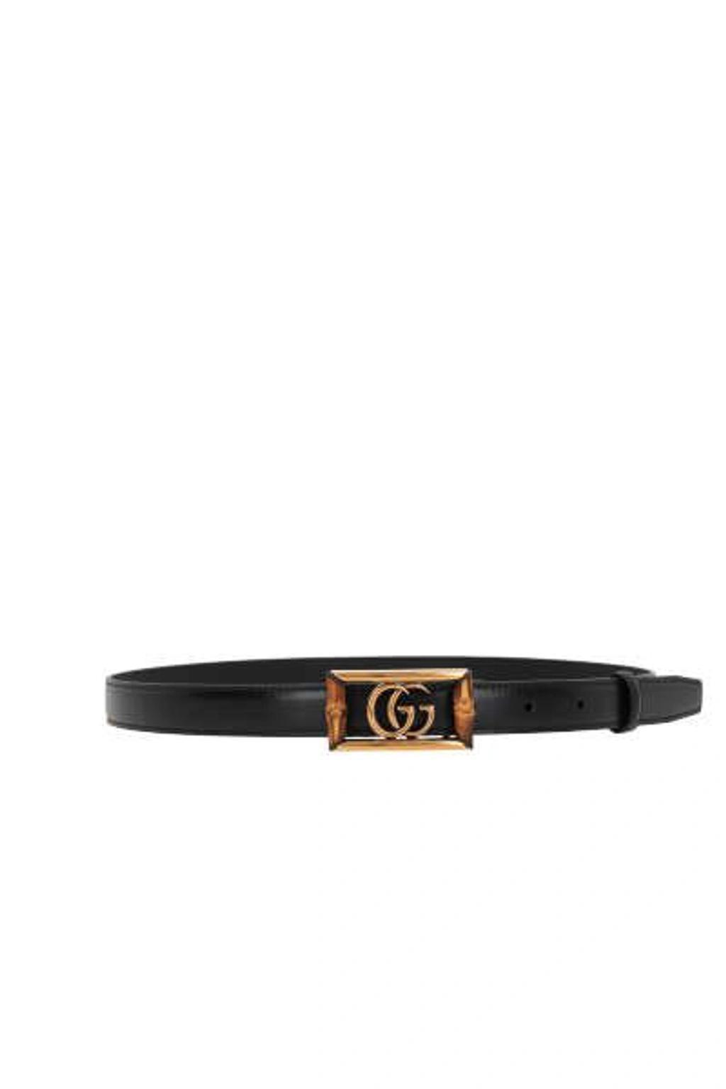 Belt With Double G Buckle And Bamboo In Black Product Image