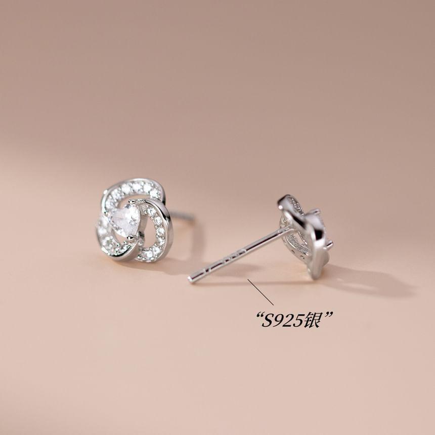 S925 Sterling Silver Floral Rhinestone Stud Earring Product Image