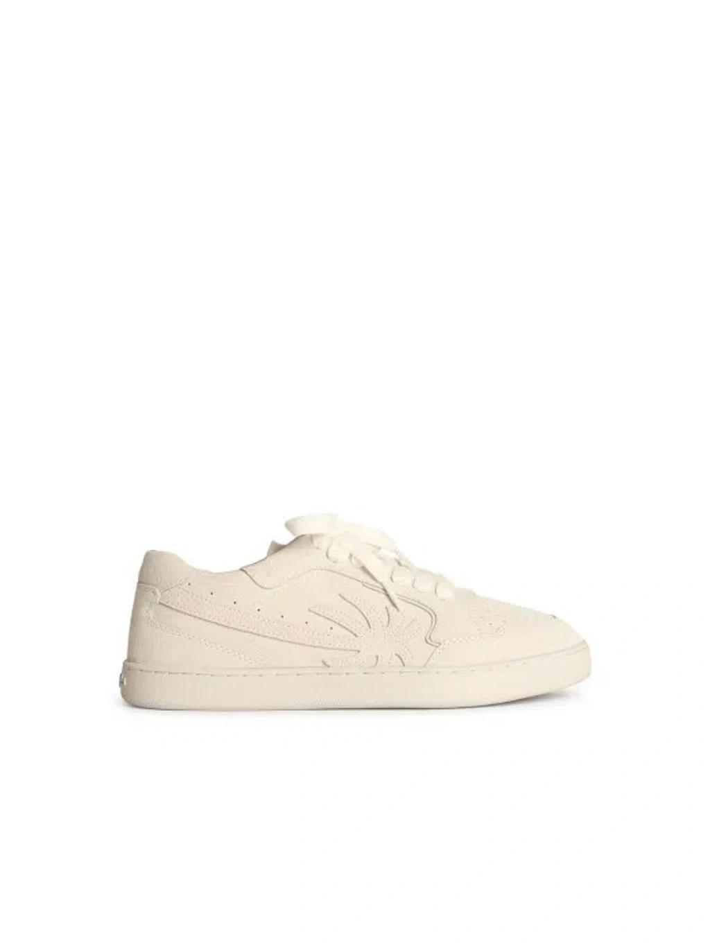 PALM ANGELS New Palm White Suede Sneakers In Blanco Product Image