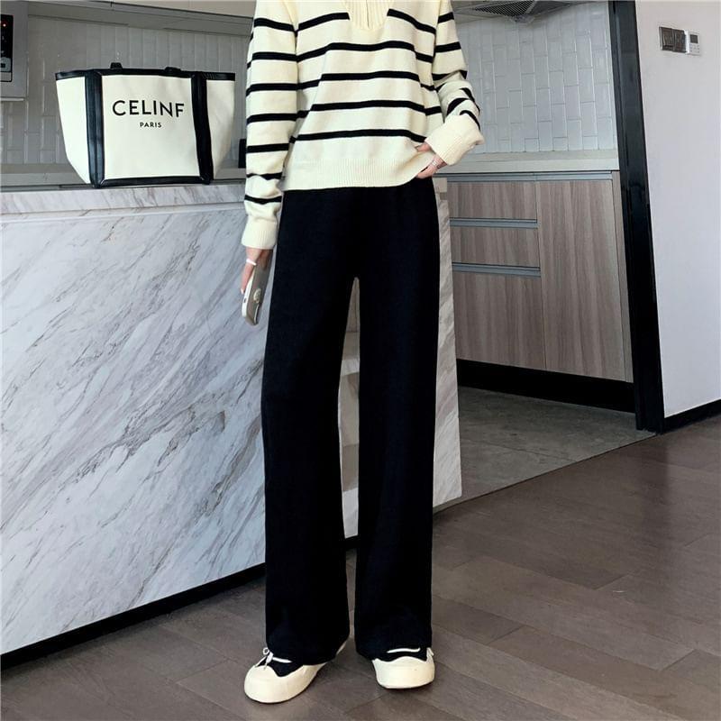 Elastic Waist Ribbed Wide Leg Pants product image