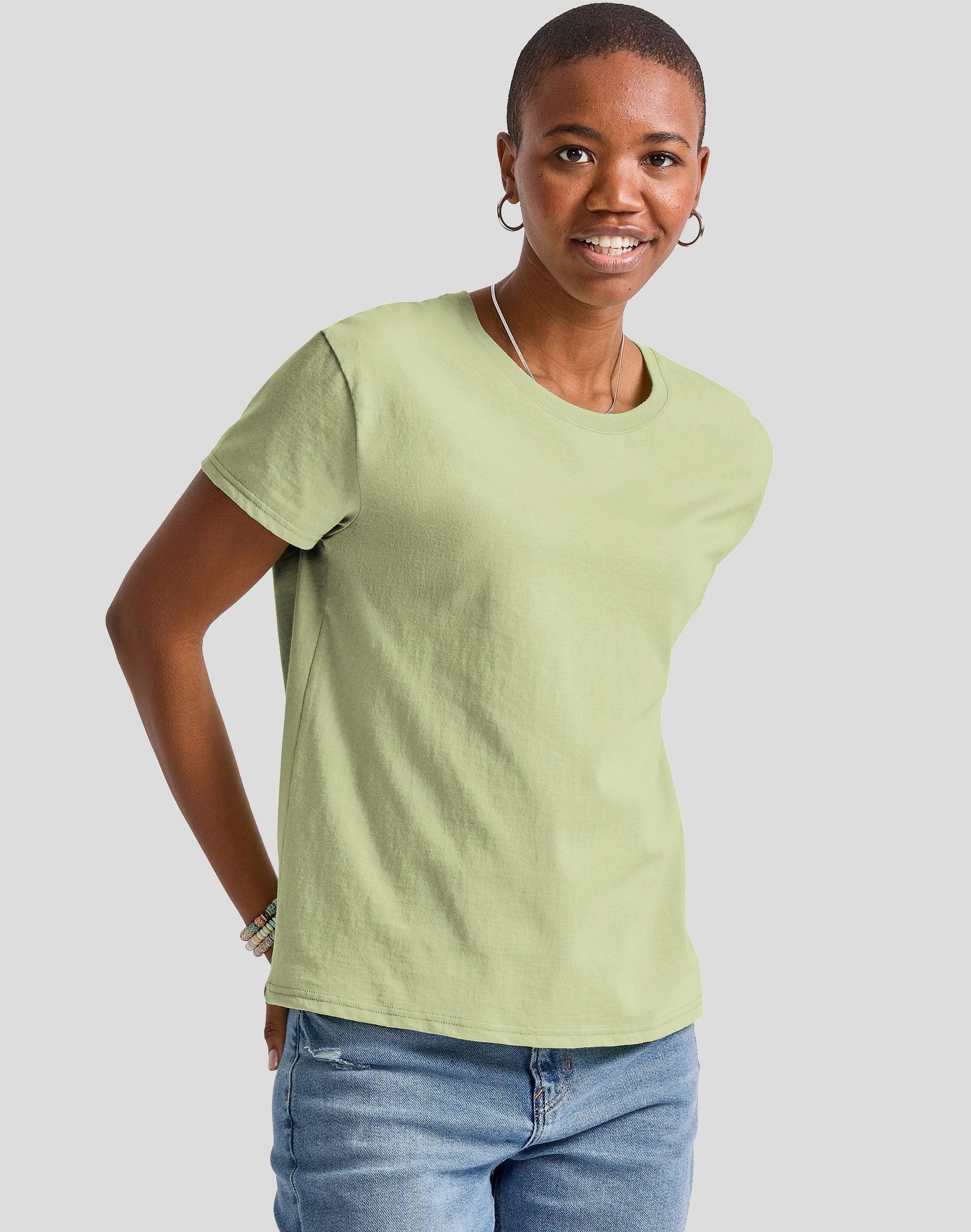 Hanes Essentials Womens Cotton T-Shirt, Oversized Fit Light Steel S Product Image