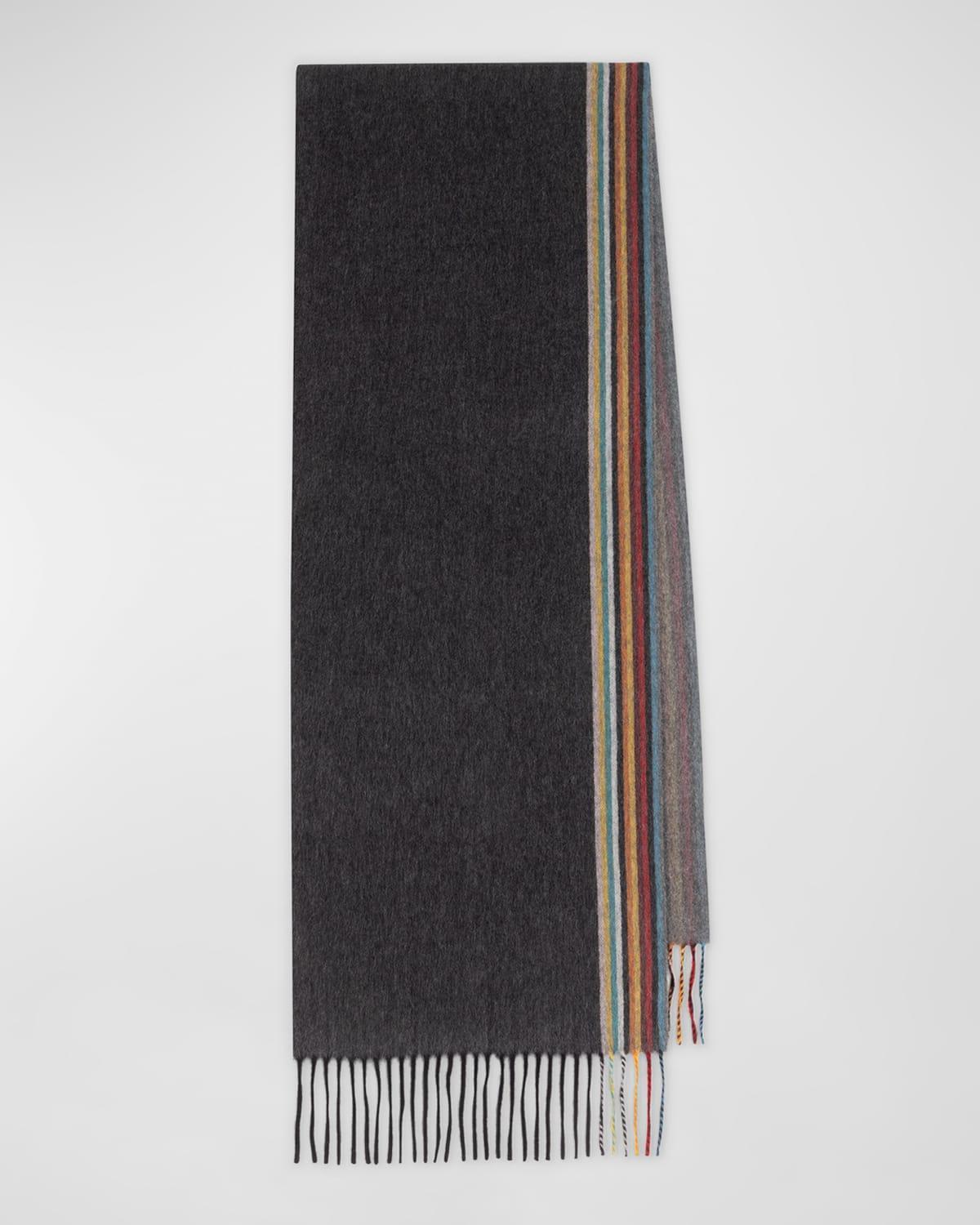 Mens Cashmere Signature Stripe Edge Scarf Product Image