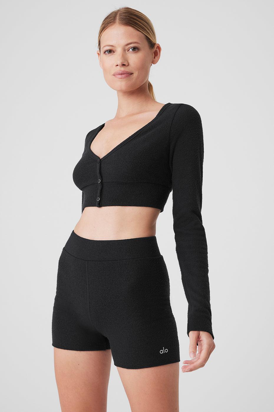 Alolux Cropped Me Time Cardigan - Black Product Image