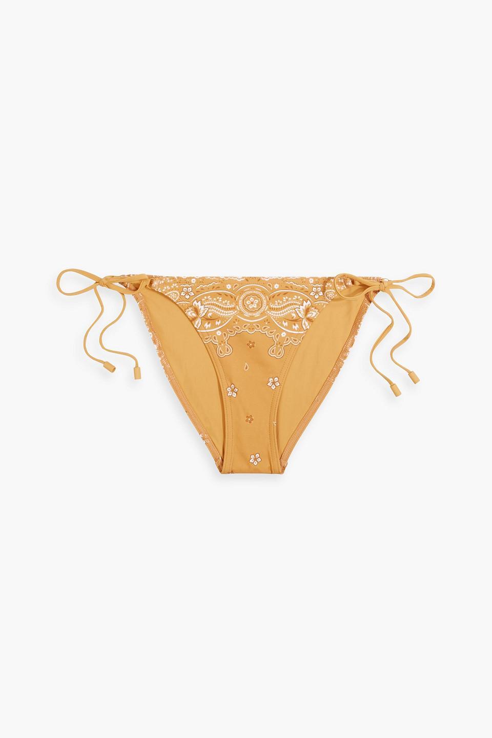 Separates Paisley-print Mid-rise Bikini Briefs In Marigold Product Image