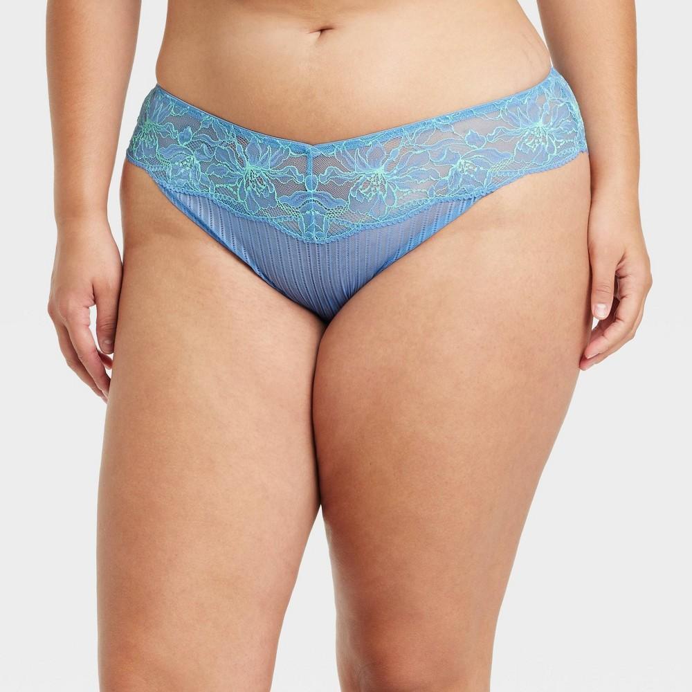 Womens Mesh-Lace Cheeky Lingerie Underwear - Auden Blue Twilight/Extra Lime 2X Product Image