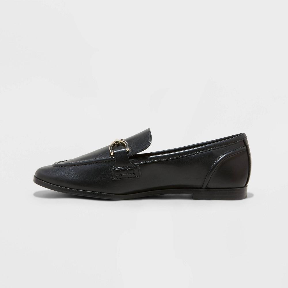 Womens Laurel Wide Width Loafer Flats with Memory Foam Insole - A New Day Black 9W Product Image