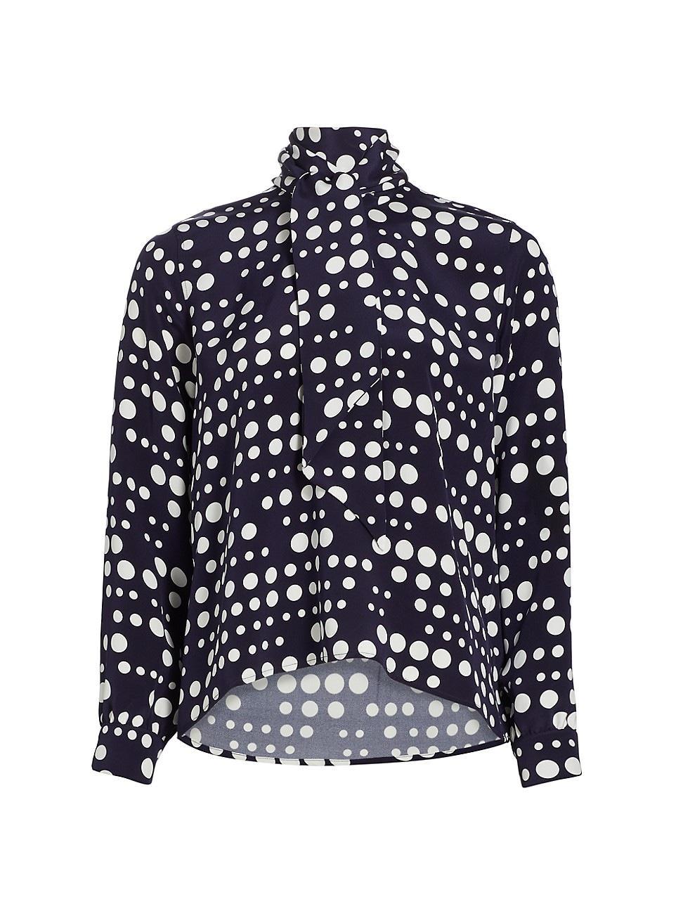 Womens Keith Polka-Dot Tie Blouse Product Image