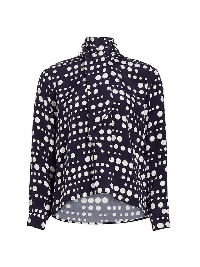 Womens Keith Polka-Dot Tie Blouse Product Image