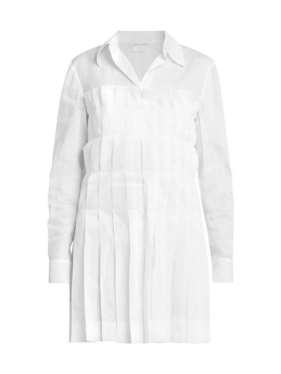 Womens Pleated Cotton Mini Shirtdress product image