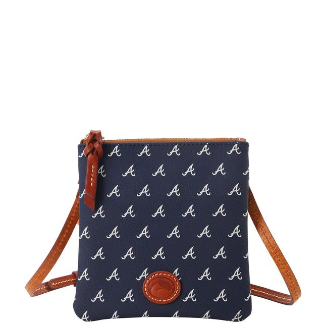 Dooney & Bourke Womens MLB Braves Small North South Top Zip Crossbody Coated Cotton Shoulder Bag in Navy Product Image