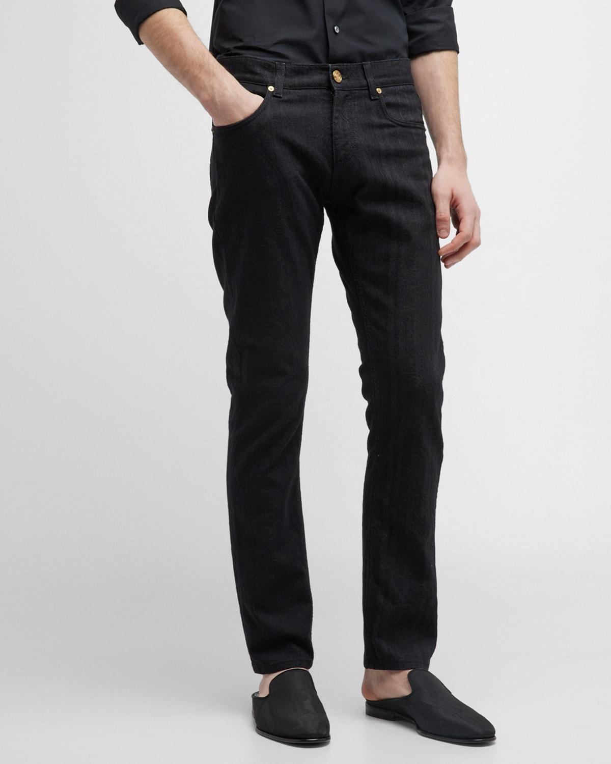 Mens Tonal Jacquard Denim Jeans Product Image