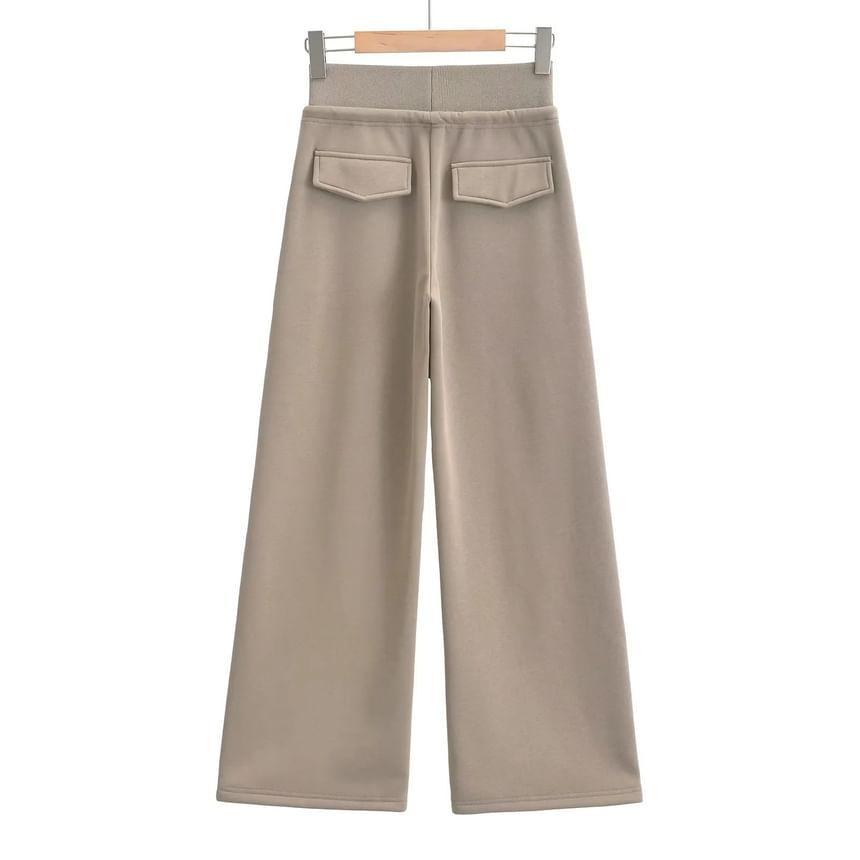 High Rise Plain Wide Leg Pants Product Image