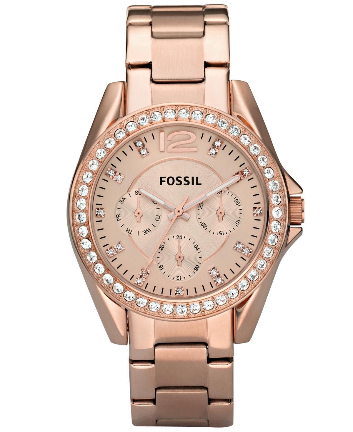 Fossil Womens Riley Rose Gold Plated Stainless Steel Bracelet Watch 38mm Product Image