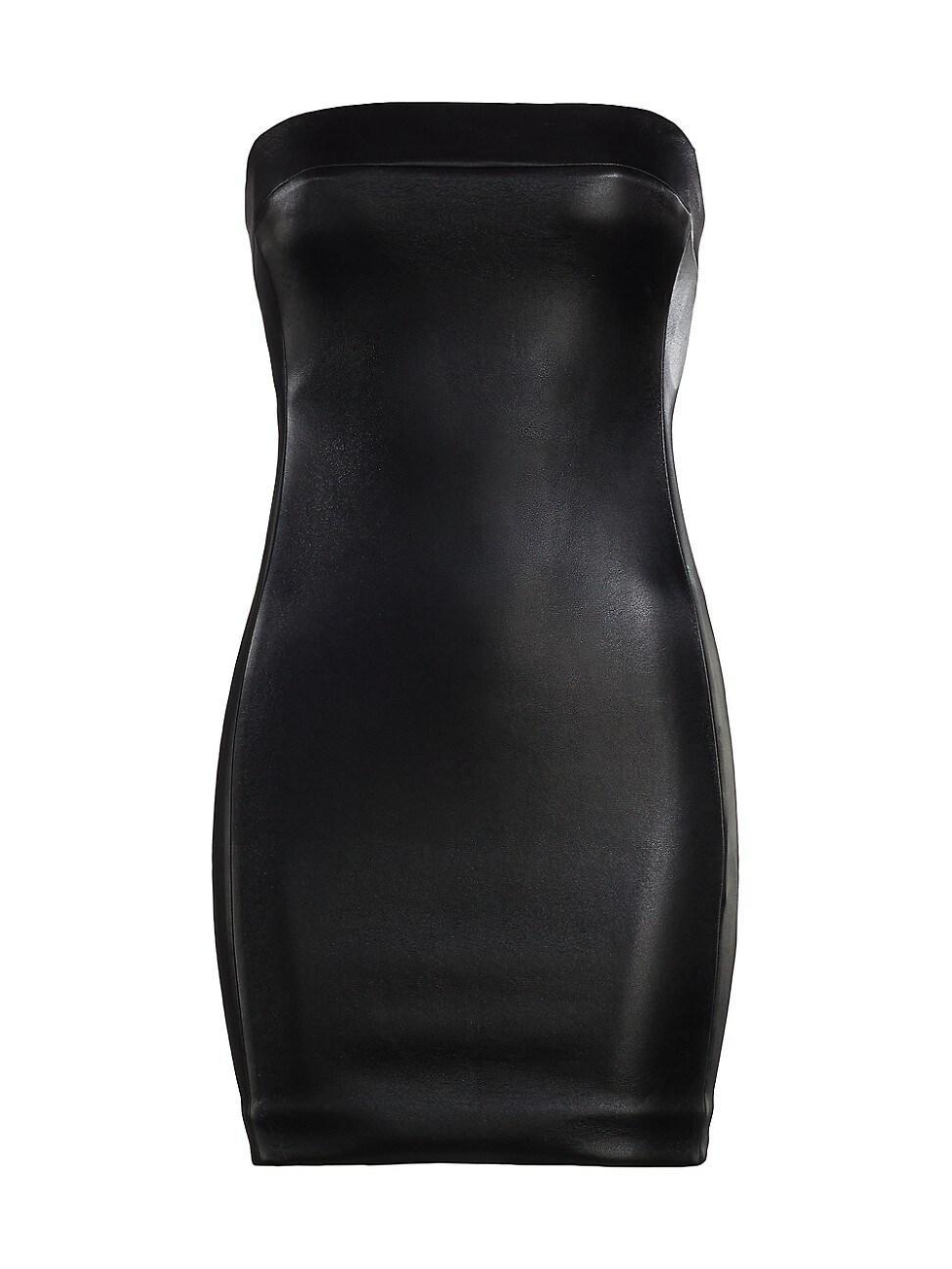 Alice and Olivia Kelly Faux Leather Strapless Dress Product Image