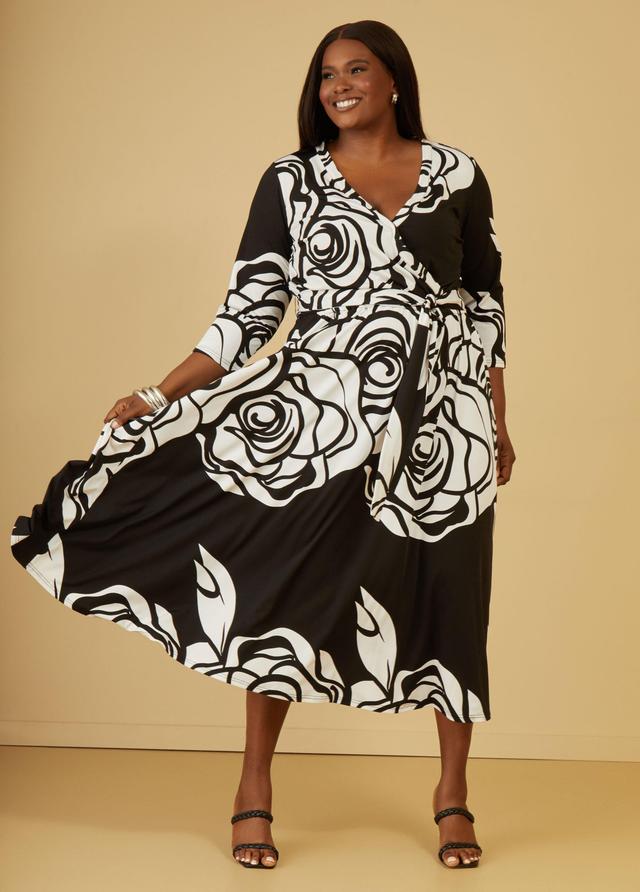 Plus Size Rose Faux Wrap Maxi Dress Ashley Stewart Product Image