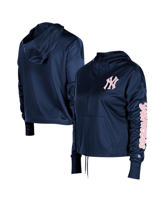 New Era Womens Navy New York Yankees Half-Zip Hoodie Product Image