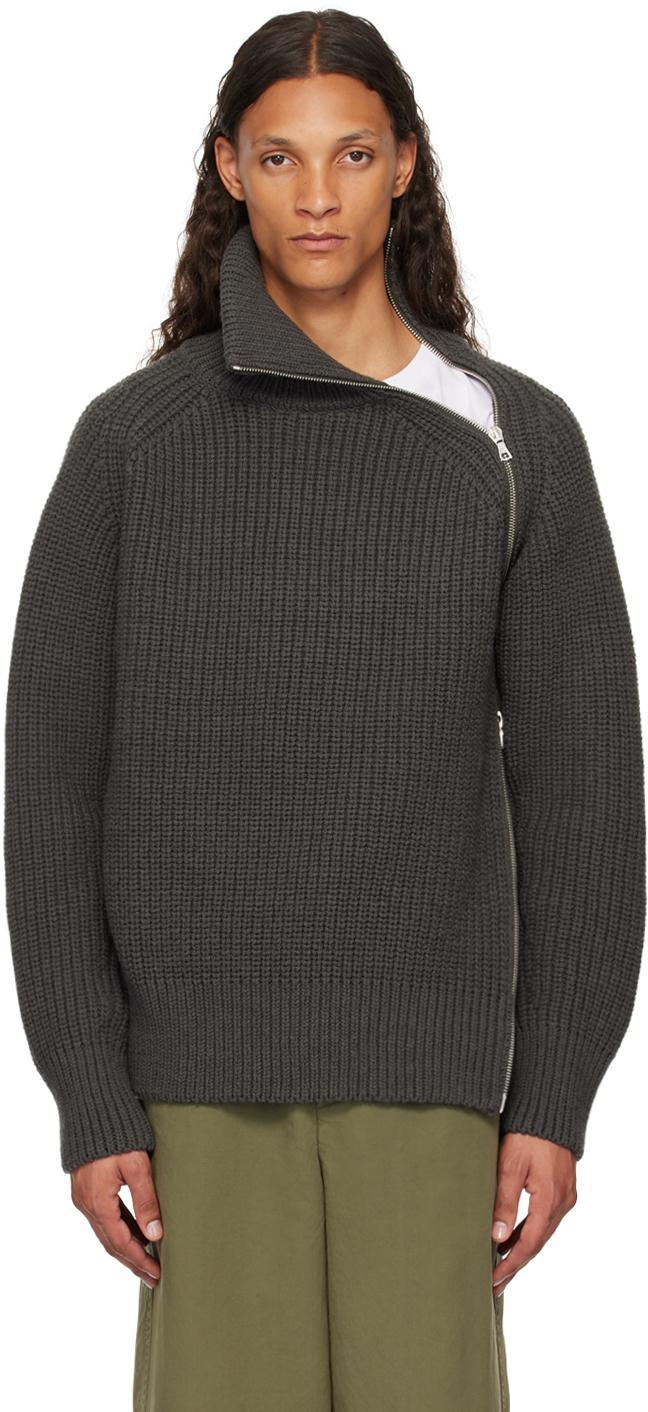 Zipped Wool Jumper In Grigio Product Image