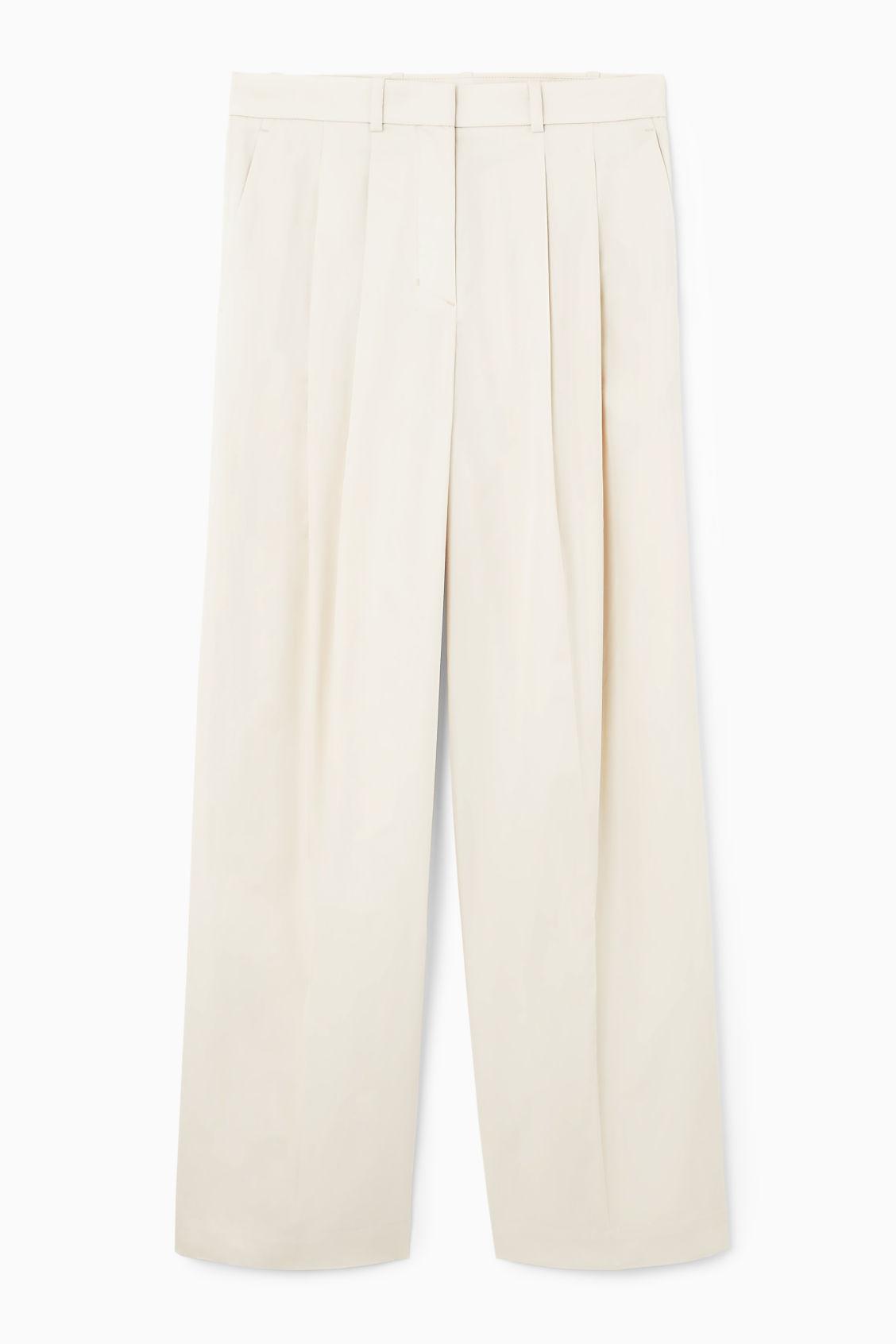 WIDE-LEG TAILORED TWILL PANTS Product Image