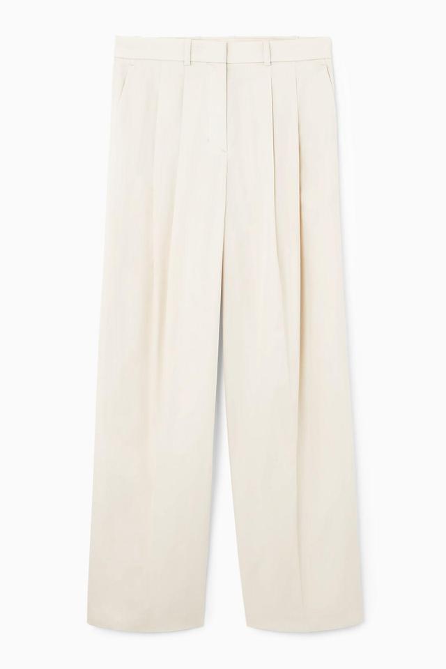 WIDE-LEG TAILORED TWILL TROUSERS Product Image