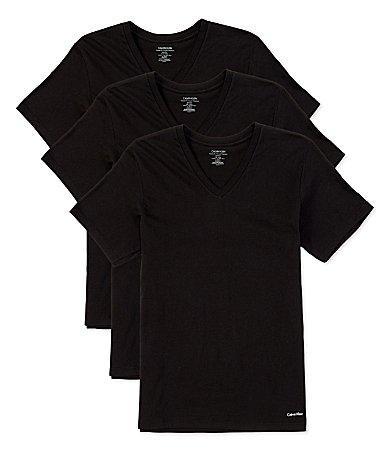 Calvin Klein Cotton Classic Solid V-Neck Undershirts 3 Product Image