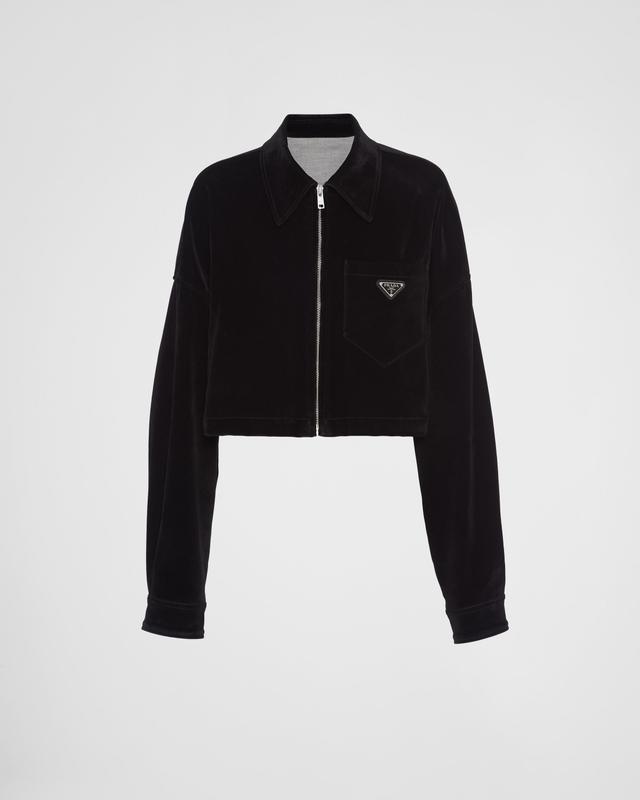 Velvet denim blouson jacket Product Image