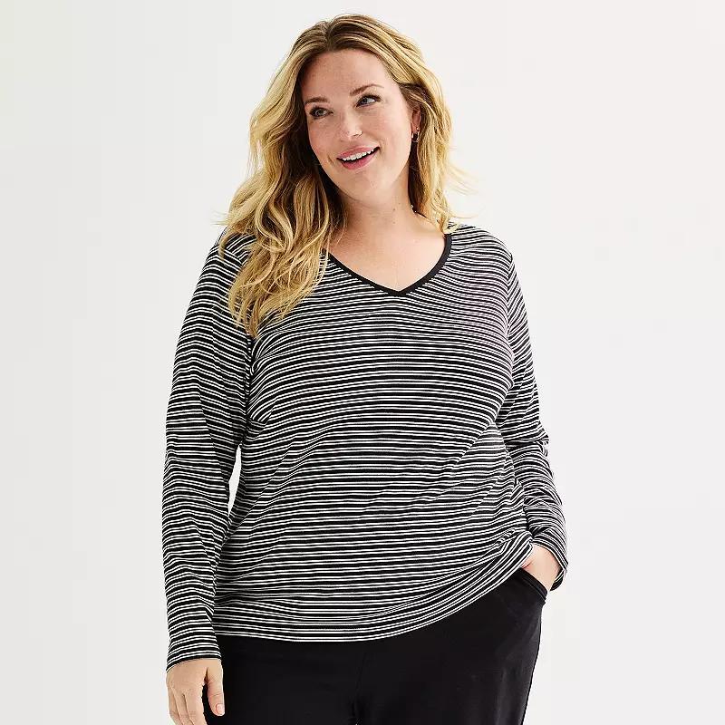 Plus Size Croft & Barrow Essential V-Neck Top, Womens Product Image