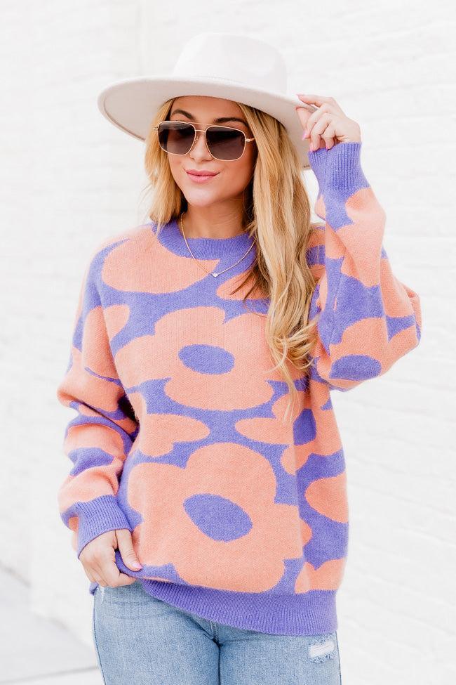 At My Best Purple And Orange Floral Sweater  FINAL SALE Product Image