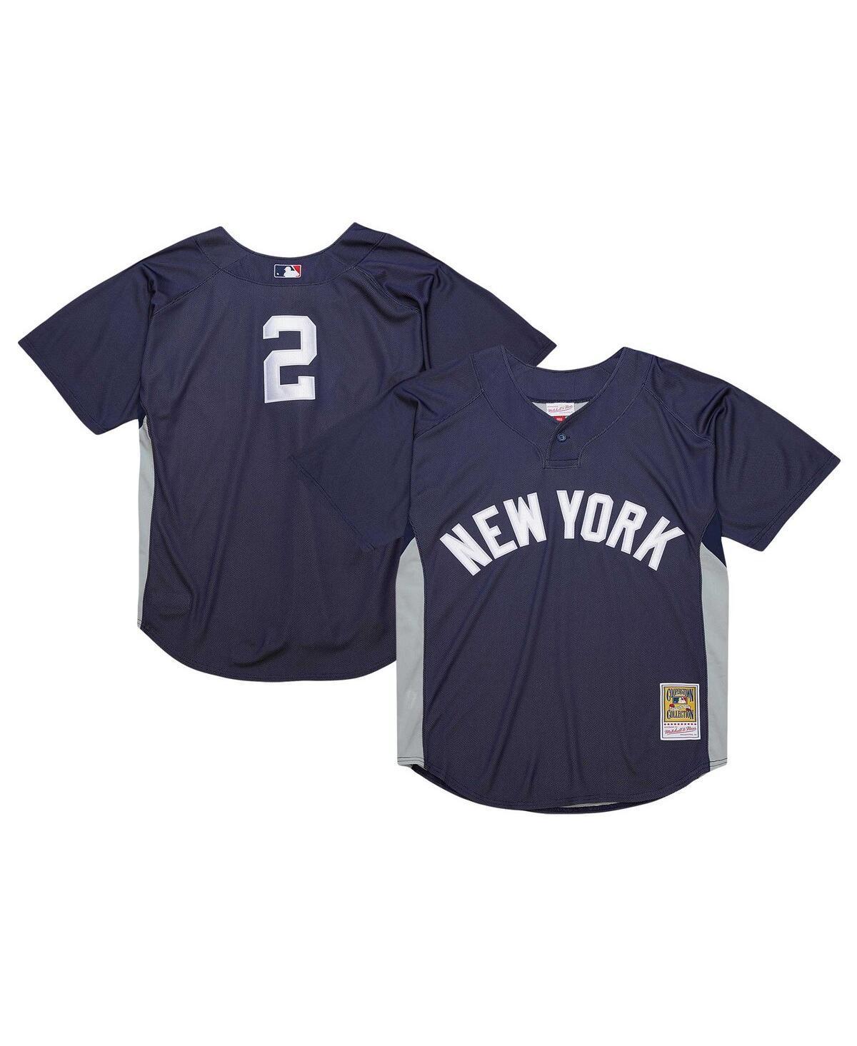 Mens Mitchell & Ness Derek Jeter New York Yankees Cooperstown Collection Batting Practice Jersey Blue Product Image