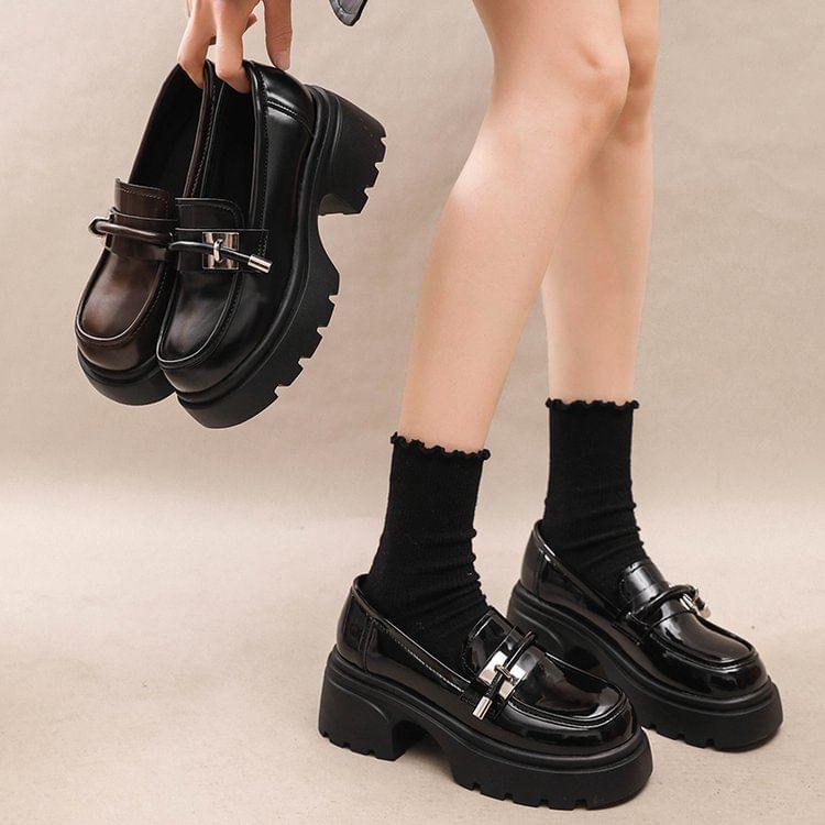 Faux Leather Knot Platform Loafers product image