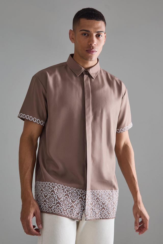 Oversized Soft Twill Printed Hem Shirt | boohooMAN USA Product Image