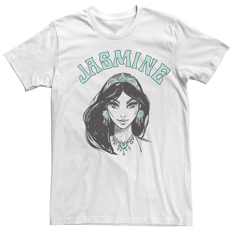 Disneys Aladdin Mens Jasmine Portrait Graphic Tee White Product Image