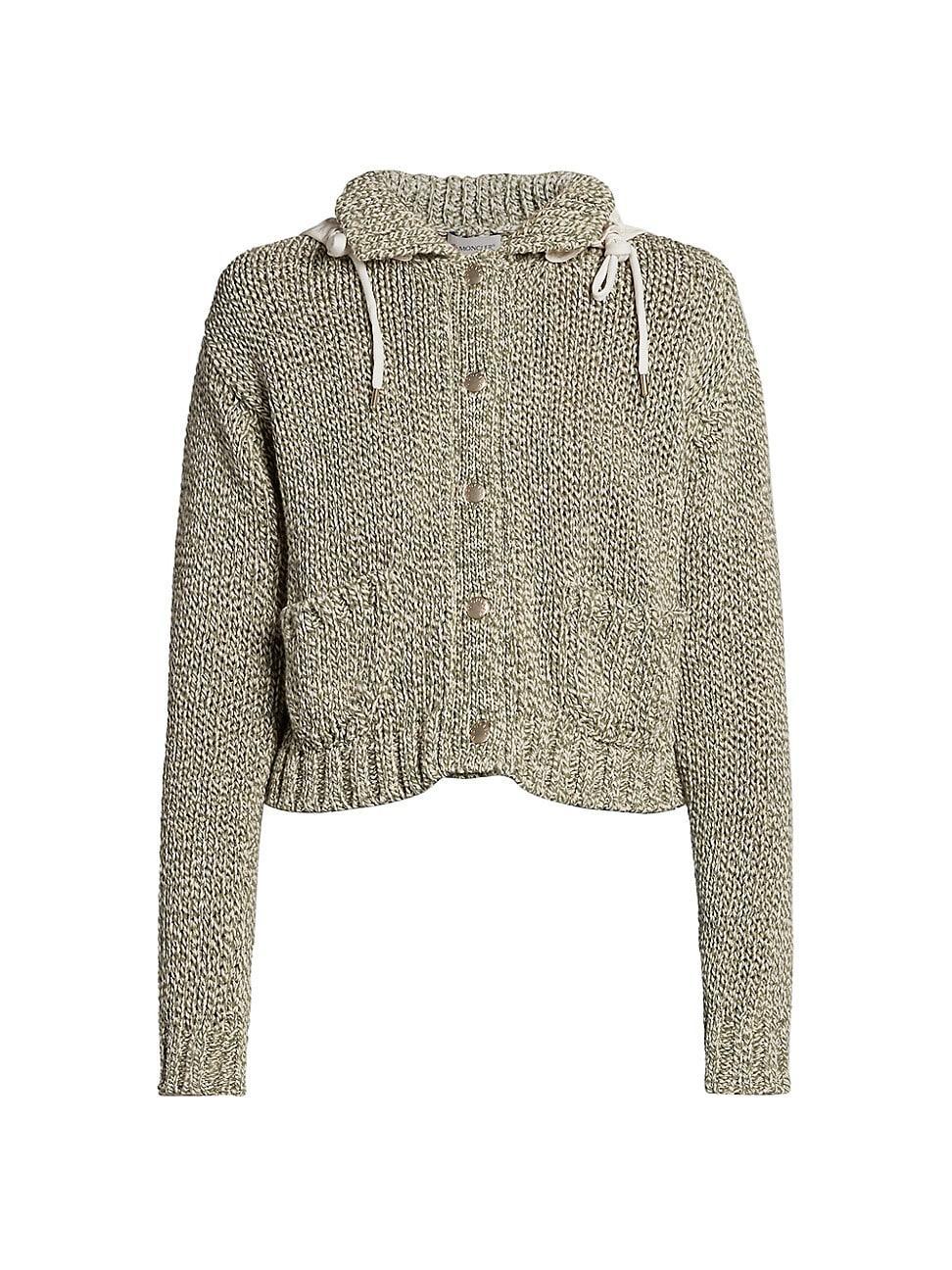 Womens Cotton-Blend Knit Hooded Cardigan product image