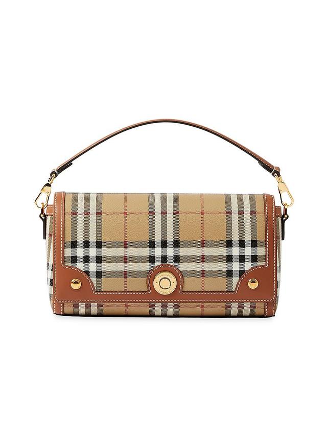 burberry Small Note Check & Leather Crossbody Bag Product Image