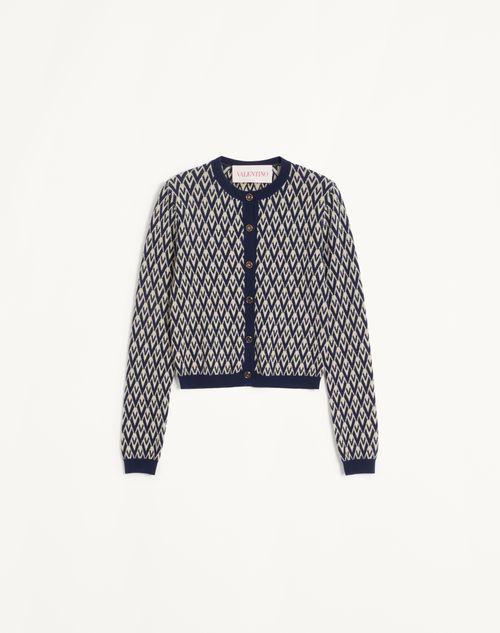 WOOL CARDIGAN WITH TOUTE LA V JACQUARD PATTERN  Product Image