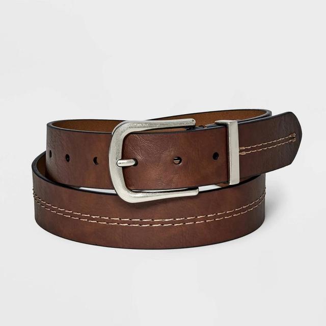 Mens Solid Adjustable Strap Belt - Goodfellow & Co Tan L Product Image