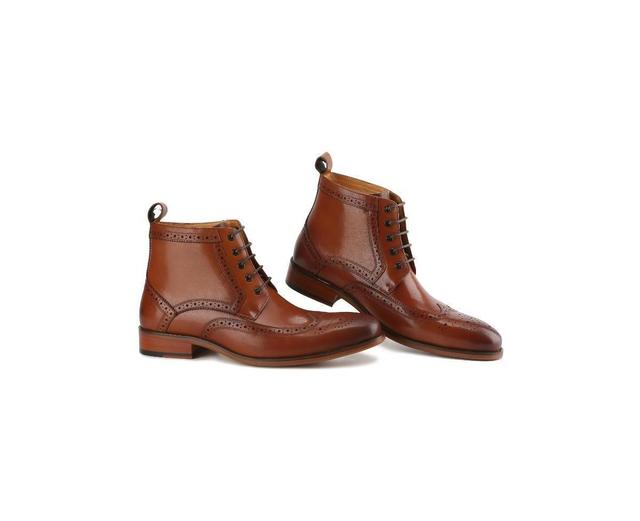 Gino Vitale Mens Handcrafted Genuine Leather Lace-Up Brogue Dress Boot Product Image